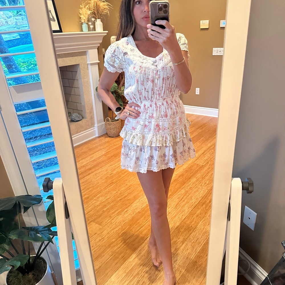 Loveshackfancy Floral Ruffle Mini Dress Size Small